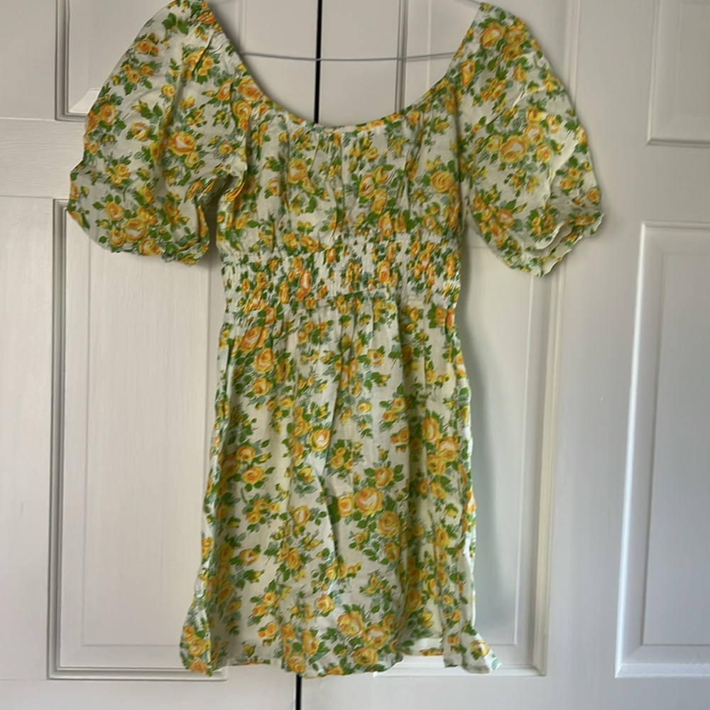 Faithfull the Brand Yellow and Green midi dress
